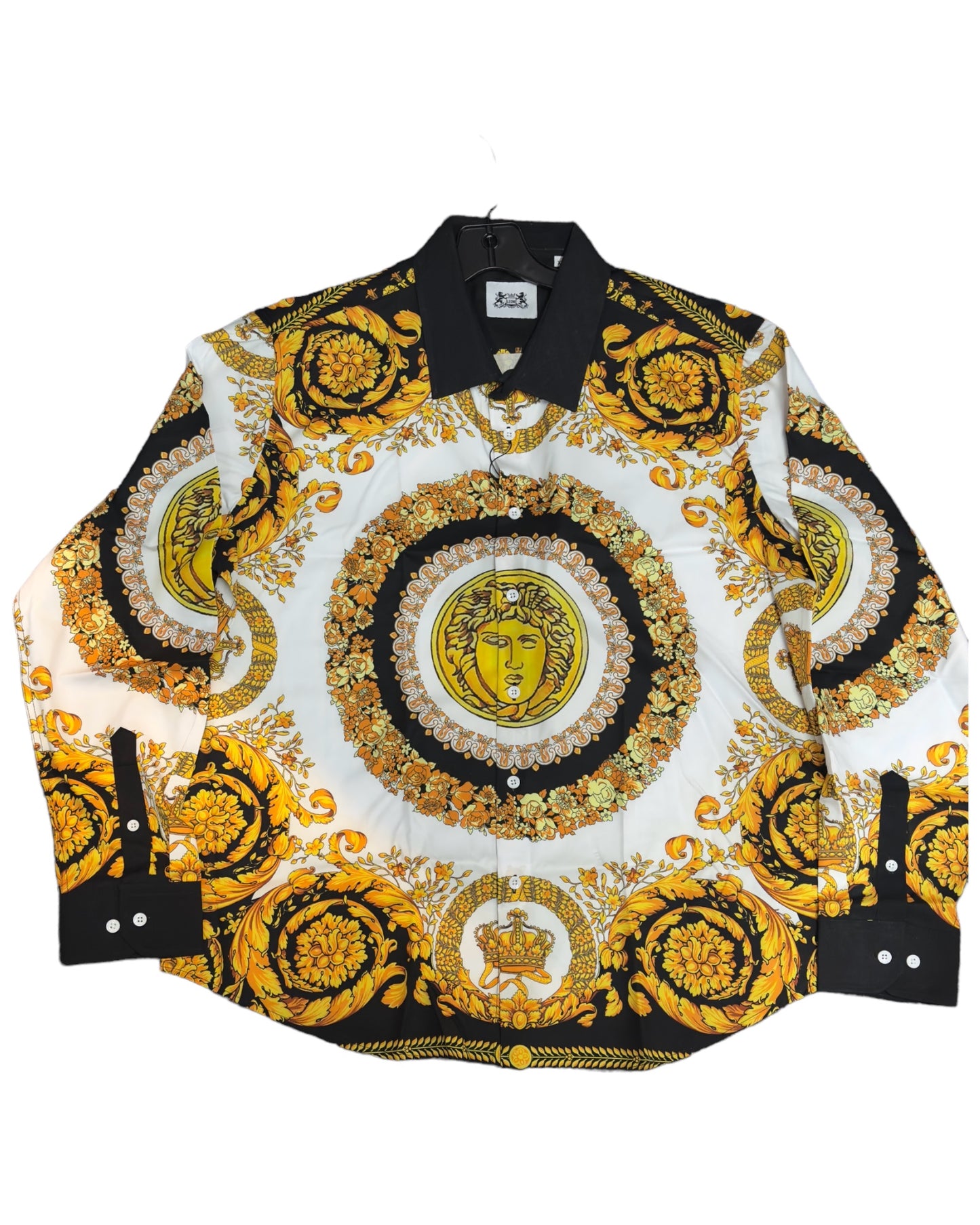 Leoni Italian Dress Shirt (Black/Gold/White)