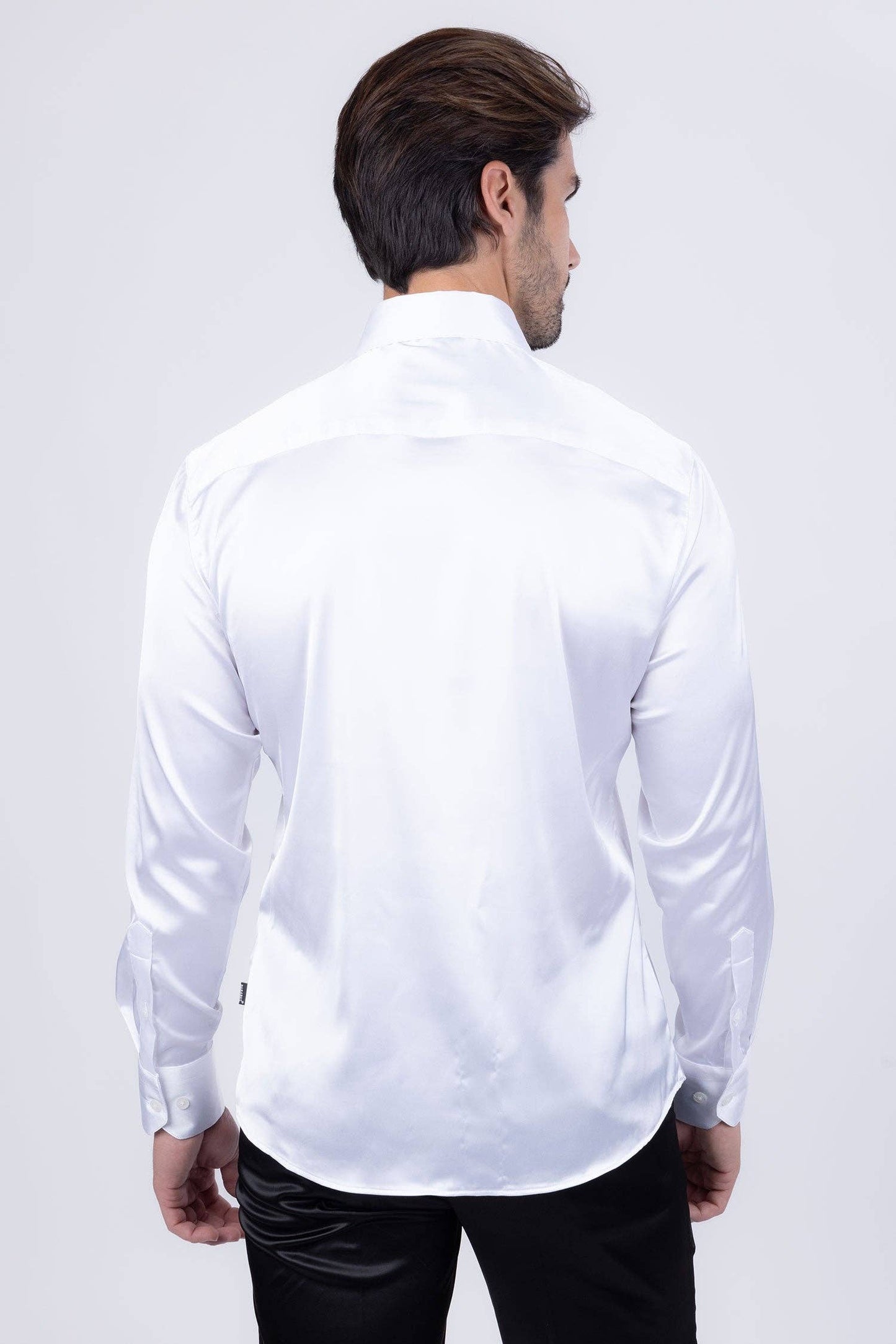 BARABAS - Men's Spear Point Shiny Long Sleeve Shirt 4B102