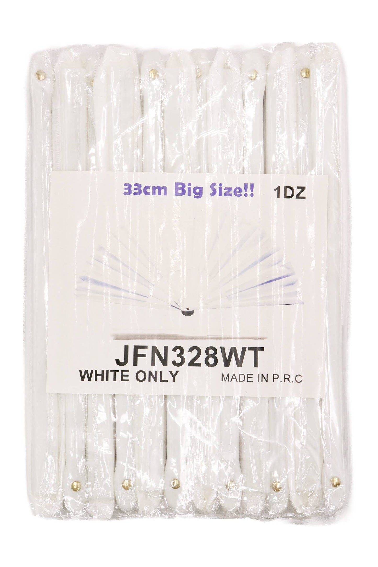 Cap Zone - Large White Line Dance Folding Fan - 13 Inch