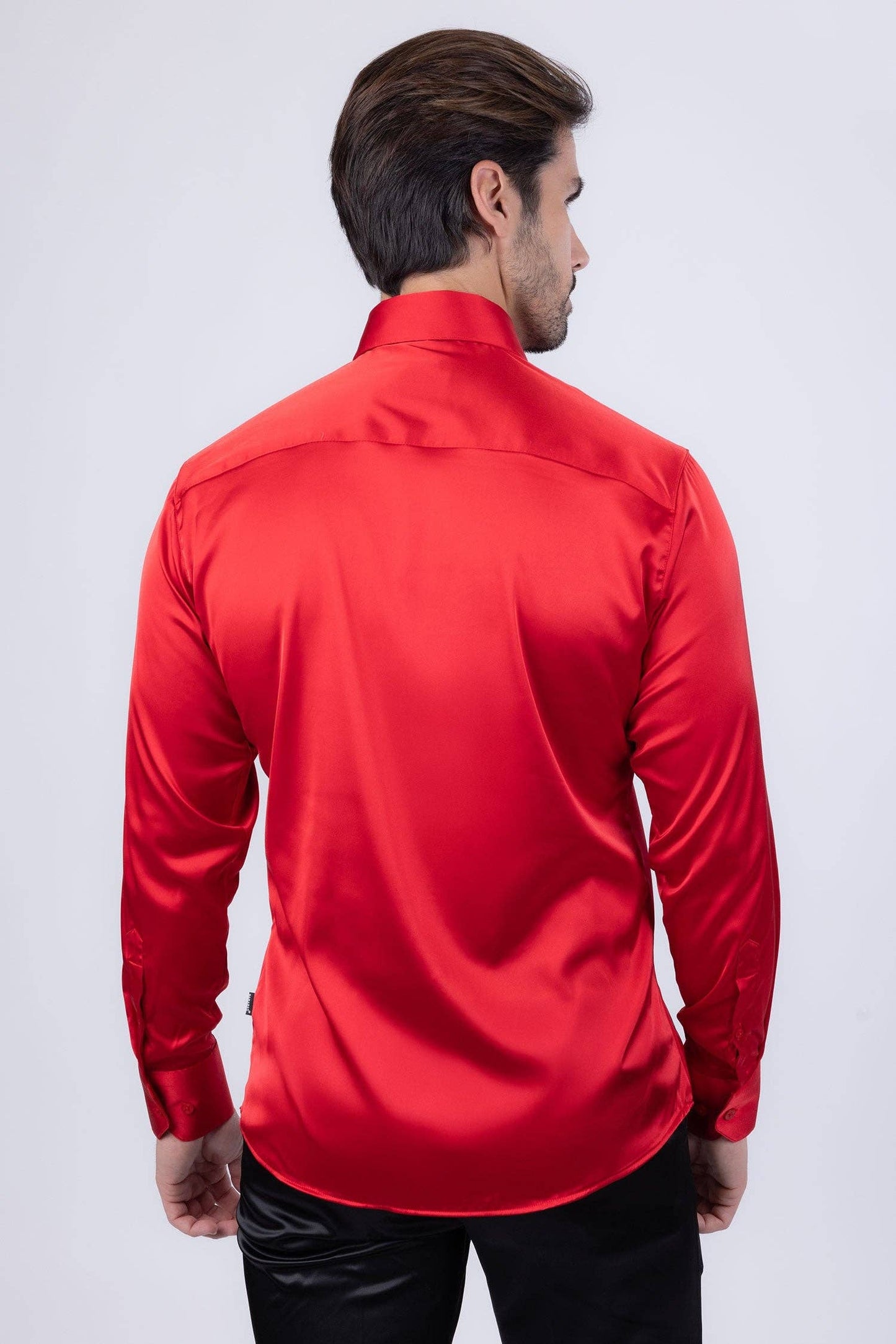 BARABAS - Men's Spear Point Shiny Long Sleeve Shirt 4B102