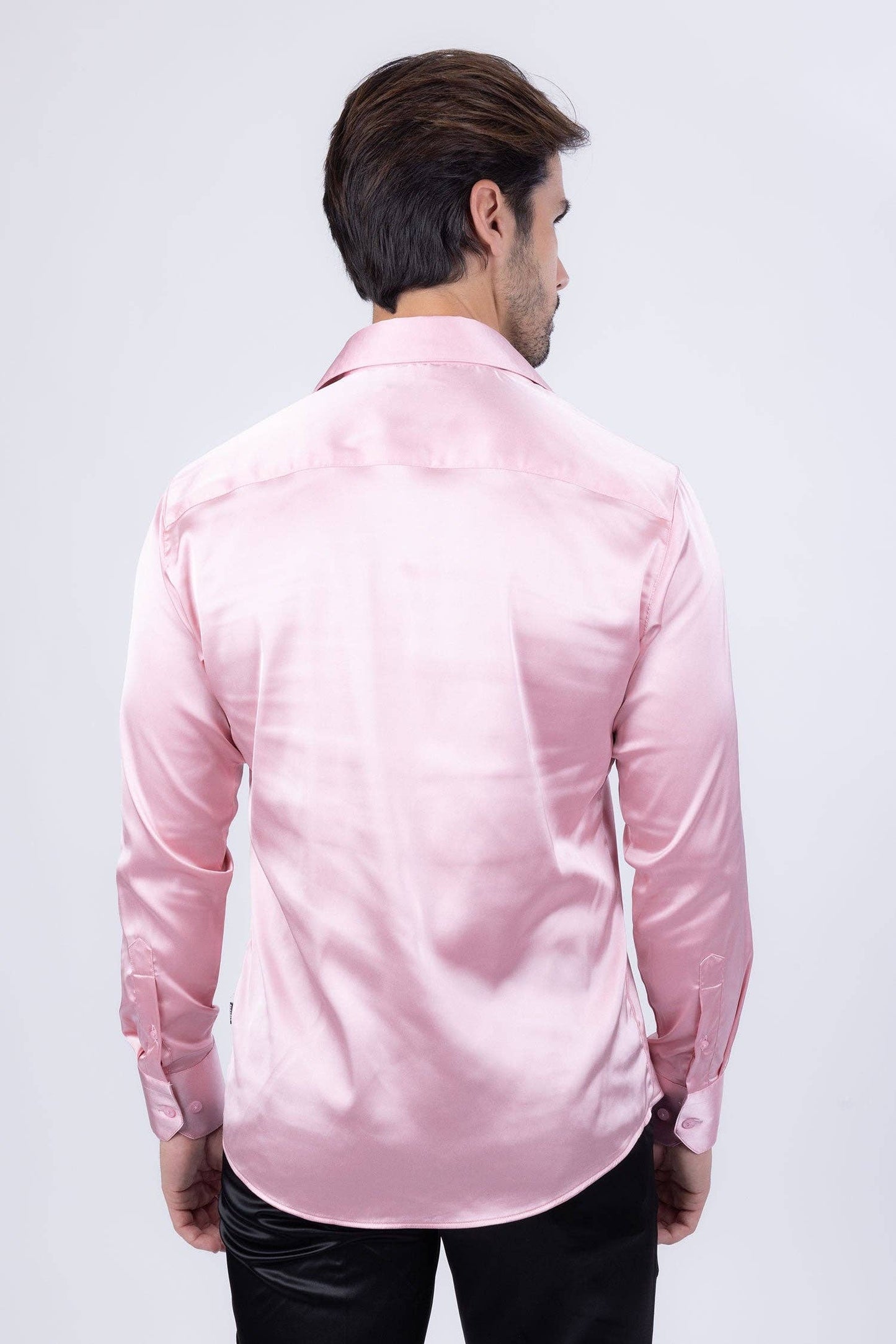 BARABAS - Men's Spear Point Shiny Long Sleeve Shirt 4B102