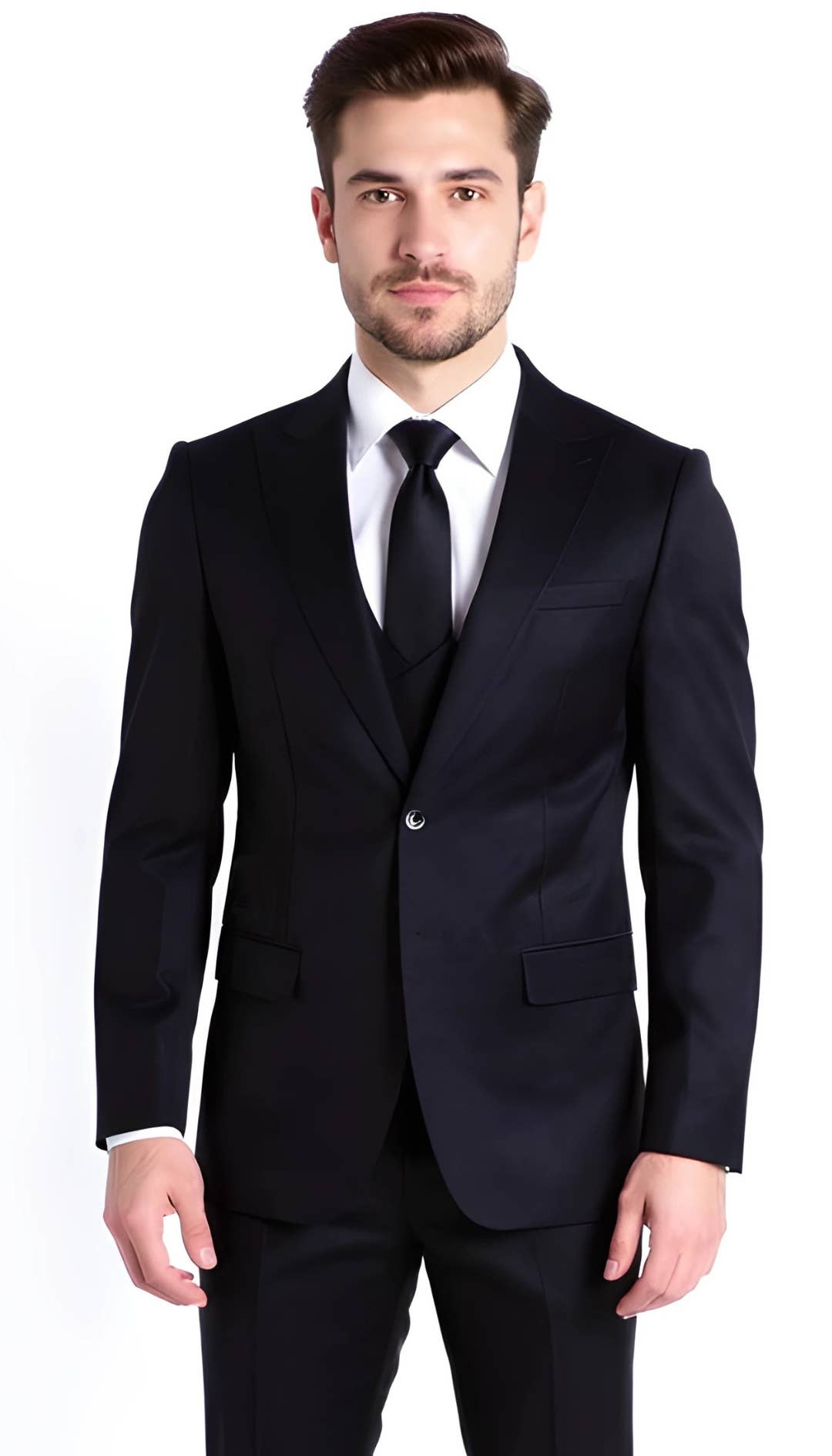 Ferrecci - JAX MENS 2 BUTTON NOTCH LAPEL PICK STITCHING 3 PC SLIM FIT S