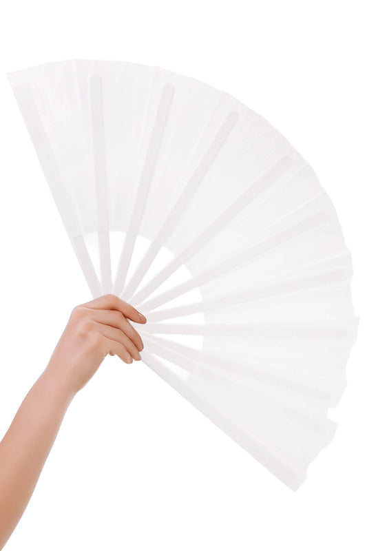 Cap Zone - Large White Line Dance Folding Fan - 13 Inch