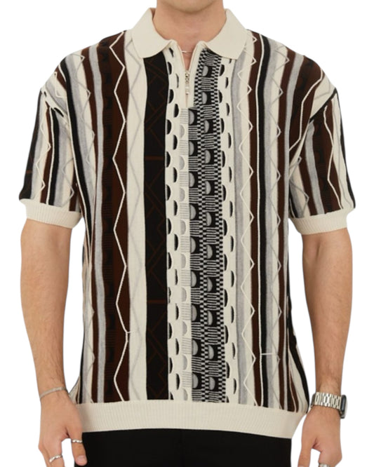 Suslo Couture FB101 knit zip neck Polo.