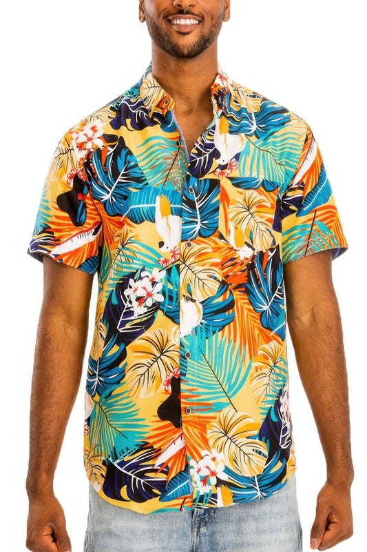 CC Wholesale Clothing - Hawaiian Print Button Down Shirt