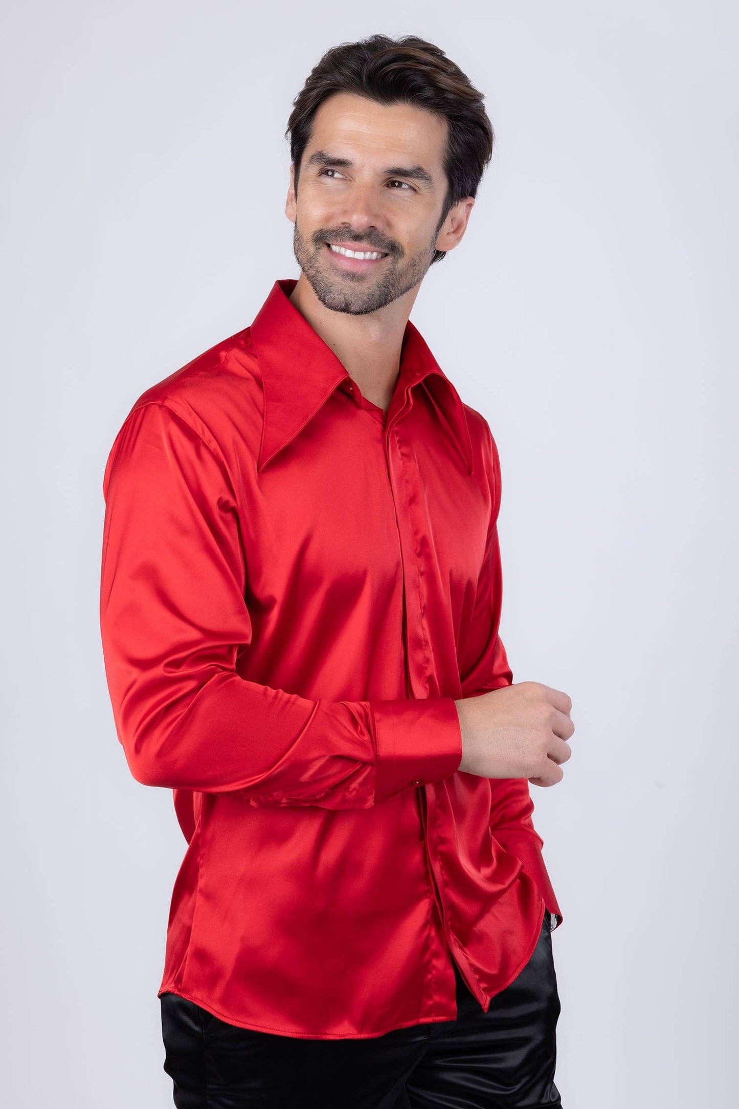 BARABAS - Men's Spear Point Shiny Long Sleeve Shirt 4B102